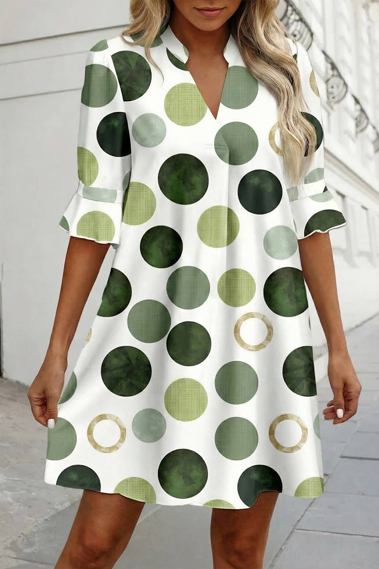 Polka Dot Flounced Dress