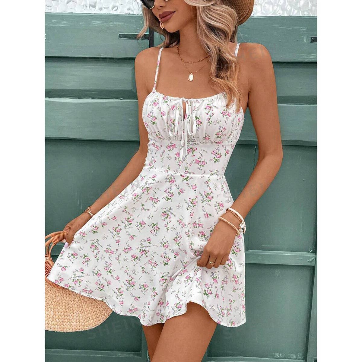 French spaghetti strap country dress