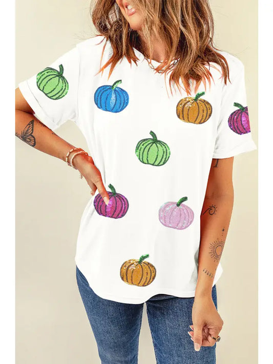 Sequin Pumpkin T Shirt