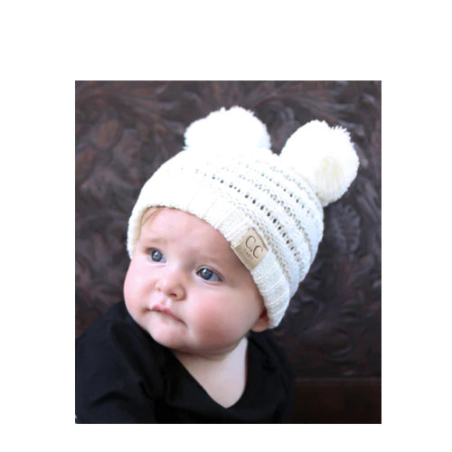 DOUBLE POM BEANIE IVORY