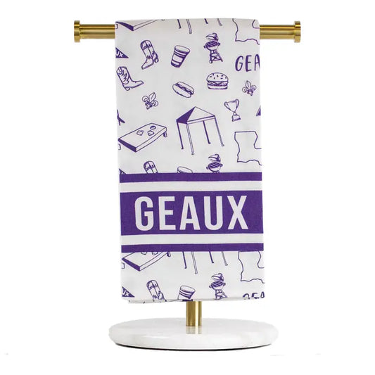 Tailgate Hand Towel White/Purple 20x28