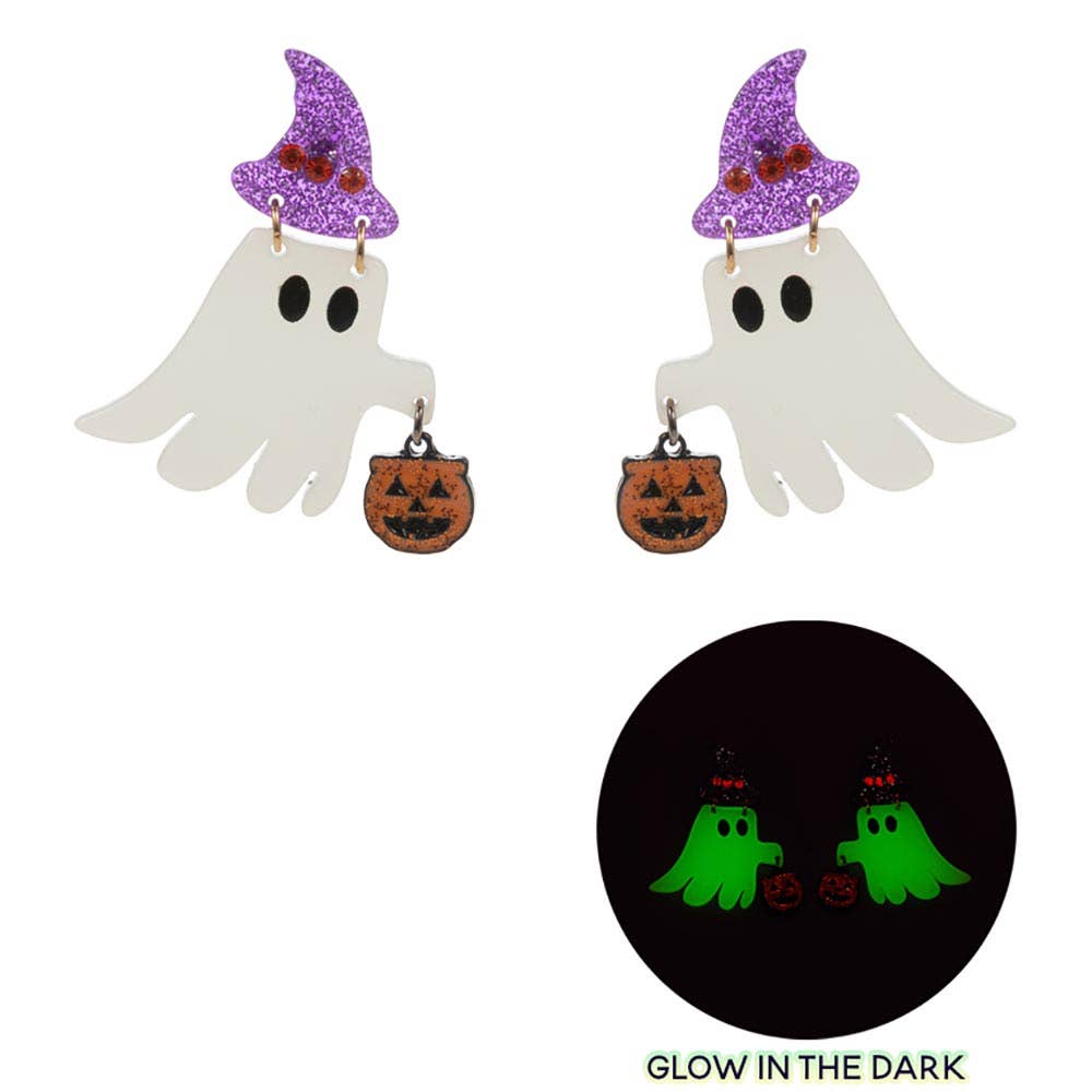 Glow In The Dark Ghost Dangle Earrings