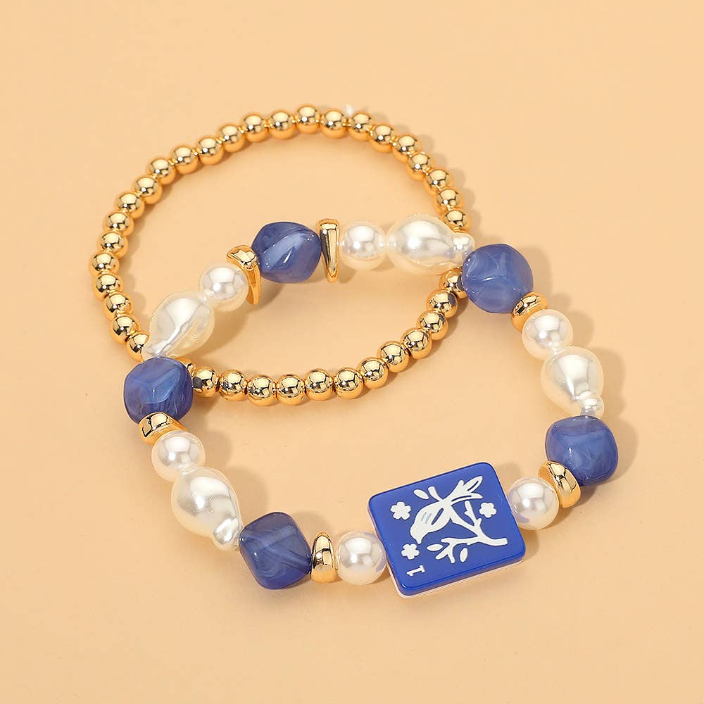 Mahjong Pearl Beaded Bracelets