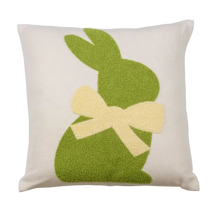 Embroidered Bunny Pillow - Blue