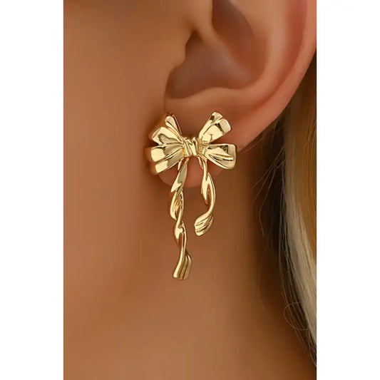 Bow Knot Plated Alloy Stud Earrings