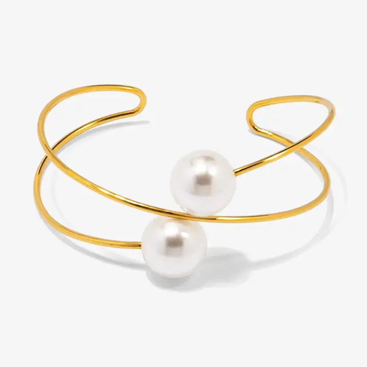 Two Pearls Cuff Bracelet