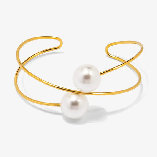 Two Pearls Cuff Bracelet