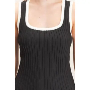 Ribbed Square Neck Mini Dress