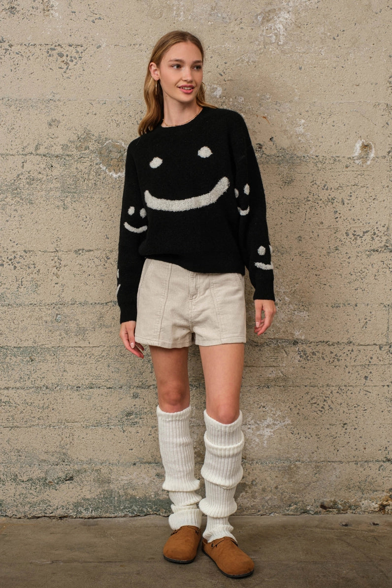 High Elastic Waist Corduroy Shorts
