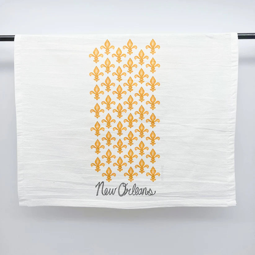 Gold Fleur De Lis New Orleans Tea Towel