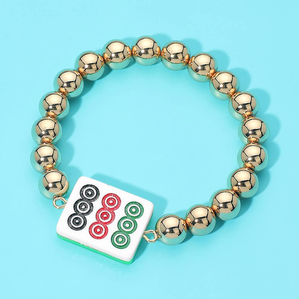 Mahjong Tile Beaded Stretch Bracelet - The Season Boutique