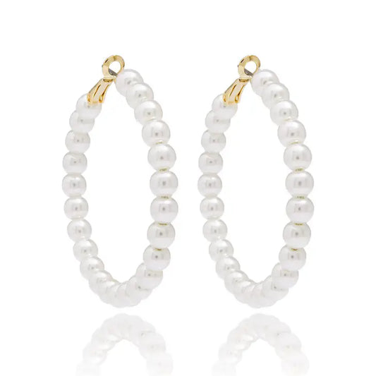 Beaded Pearl Hoop Earring