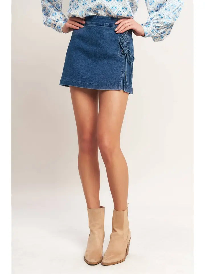 Washed Denim Skort - The Season Boutique