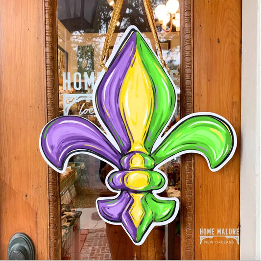 Mardi Gras Fleur De Lis Door Hanger New Version