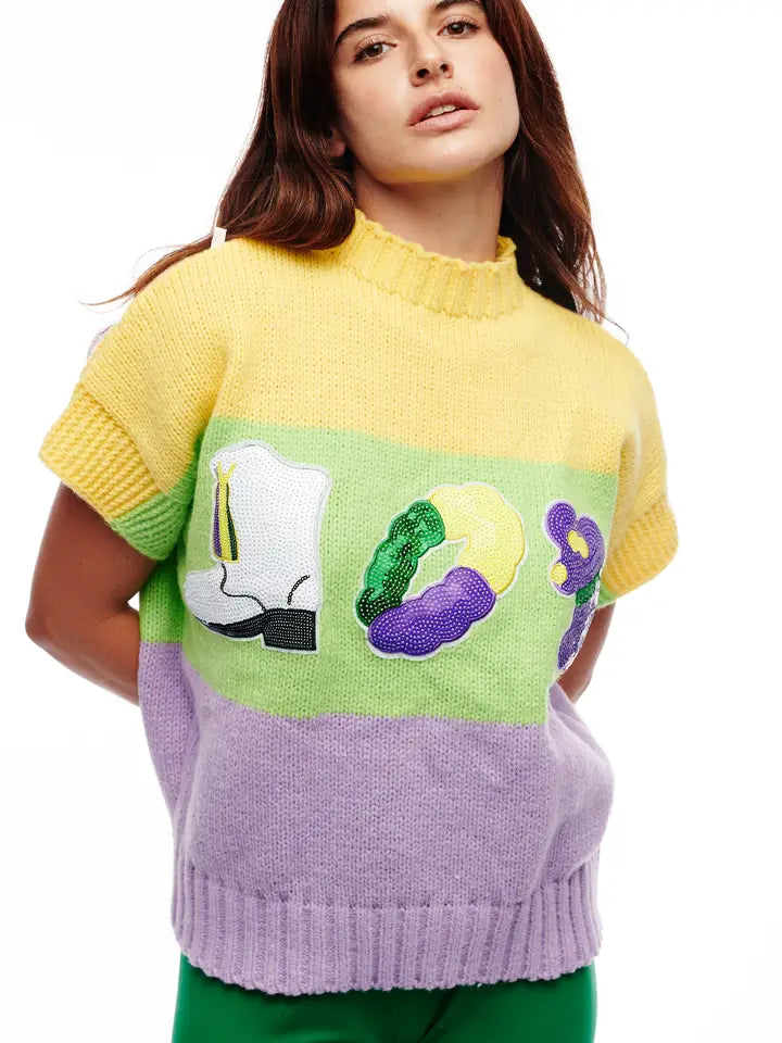 Mardi Gras Icon Sweater Vest - The Season Boutique
