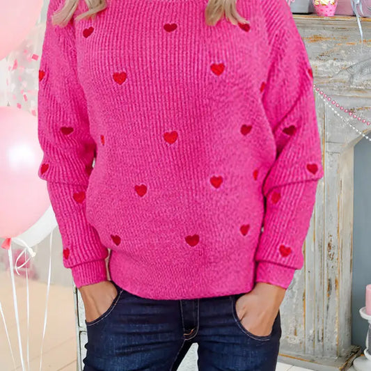 Heart Pattern Valentine's Day Knit Sweater