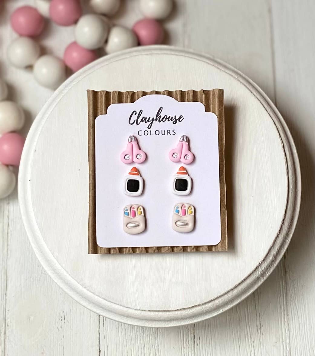 Teacher Earrings : Multi Bow with Apple Center