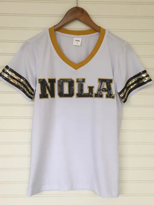 Nola Sequin Shirts Black and Gold