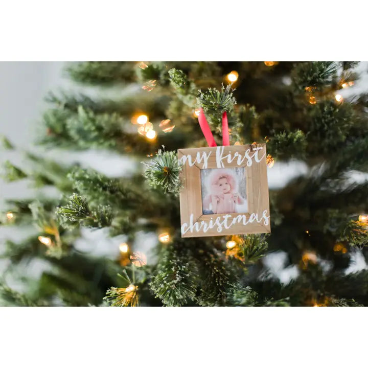 My First Christmas Holiday Wooden Picture Frame Ornament