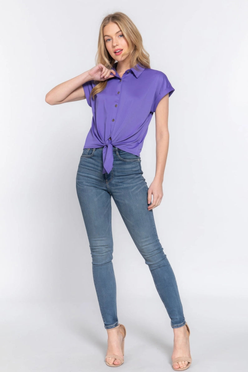 Short Sleeve Front Tie Top