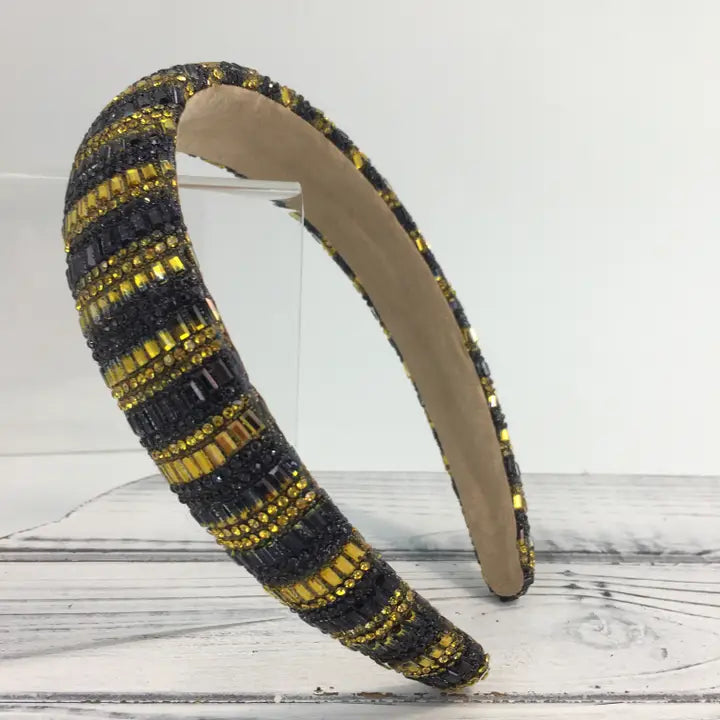 Head Ban Gold & Black Stone Striped