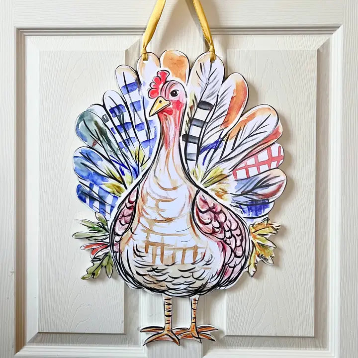 Patchwork Turkey Door Hanger-Thanksgiving Friendly Fun Decor