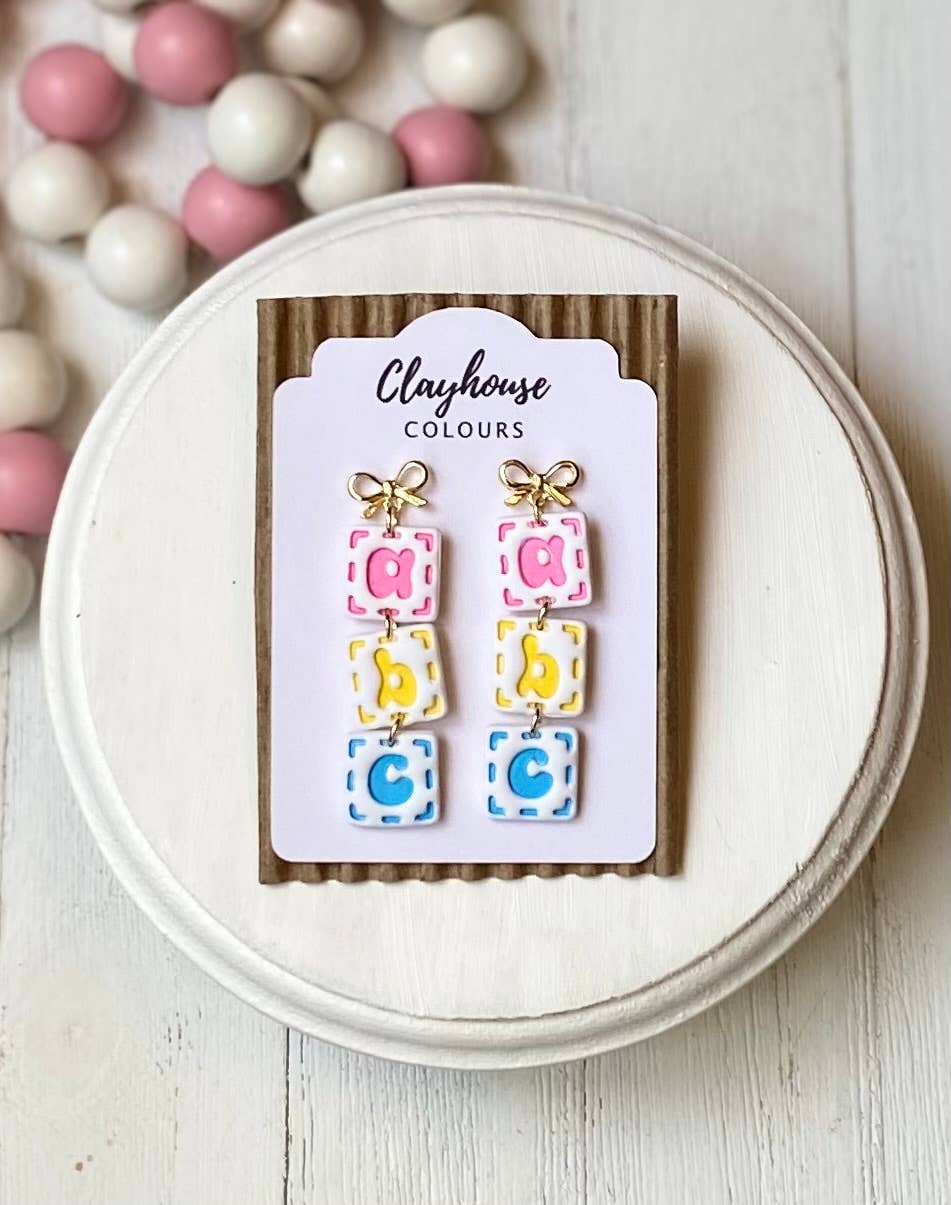 Teacher Earrings : Multi Bow with Apple Center