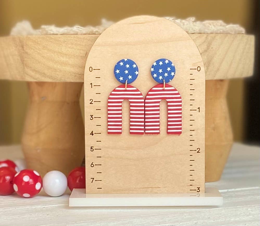 Red, White & Blue Clay Earrings: Circle Arches - The Season Boutique