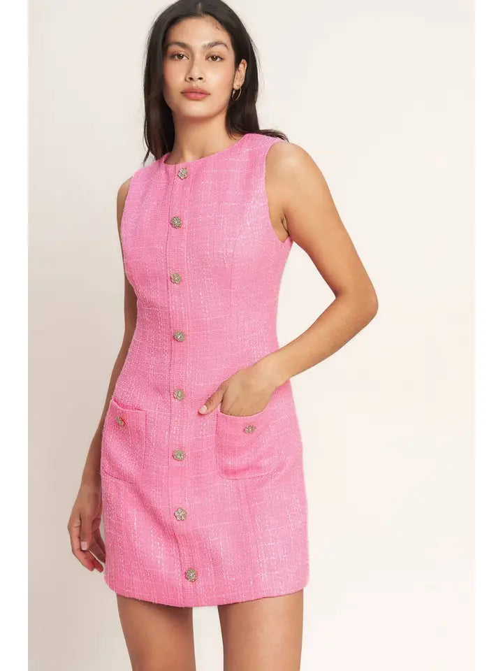 Woven Tweed Mini Dress - The Season Boutique