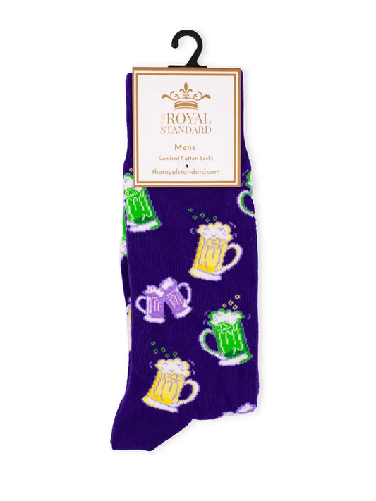Men's Mardi Gras Cheers Socks Purple/Green/Yellow