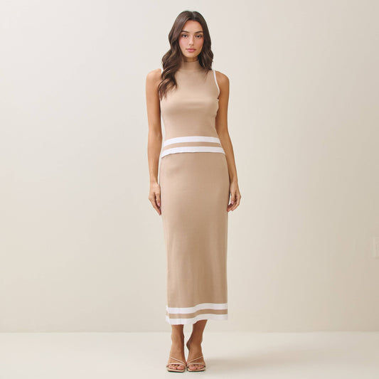 Mockneck knit top & skirt set