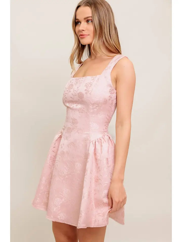 Woven Jacquard Satin Mini Dress