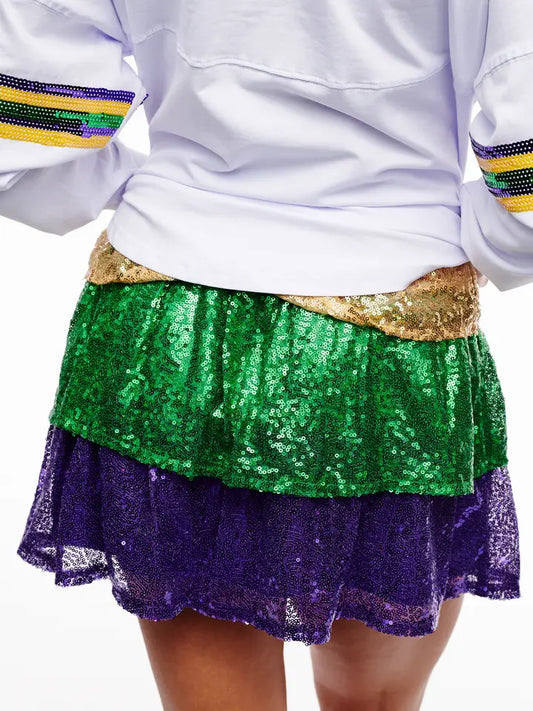 Mardi Gras Sequin King Cake Skirt - The Season Boutique