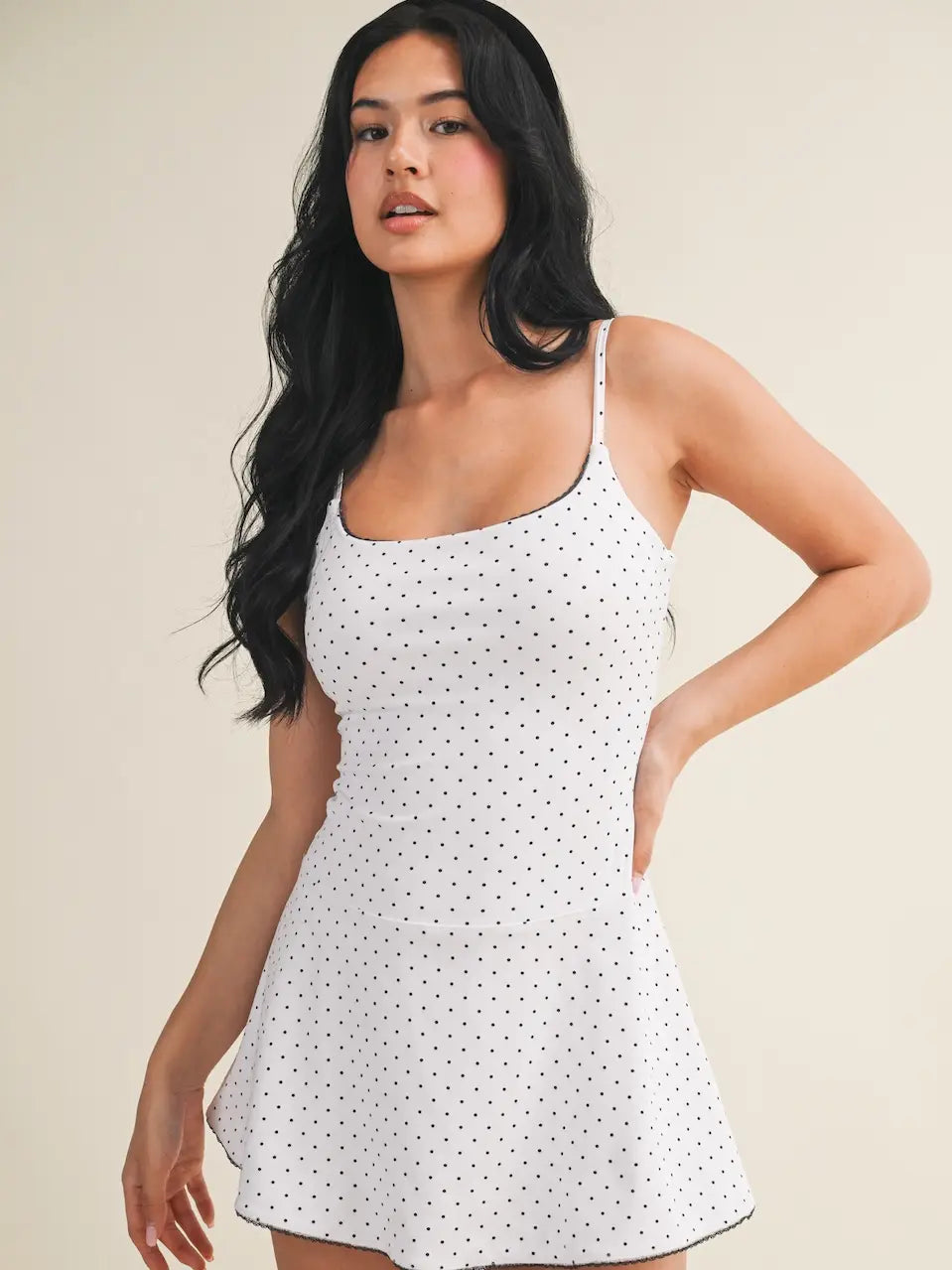 Polka Dot Print Lace Trim Ruffle Mini Dress - The Season Boutique