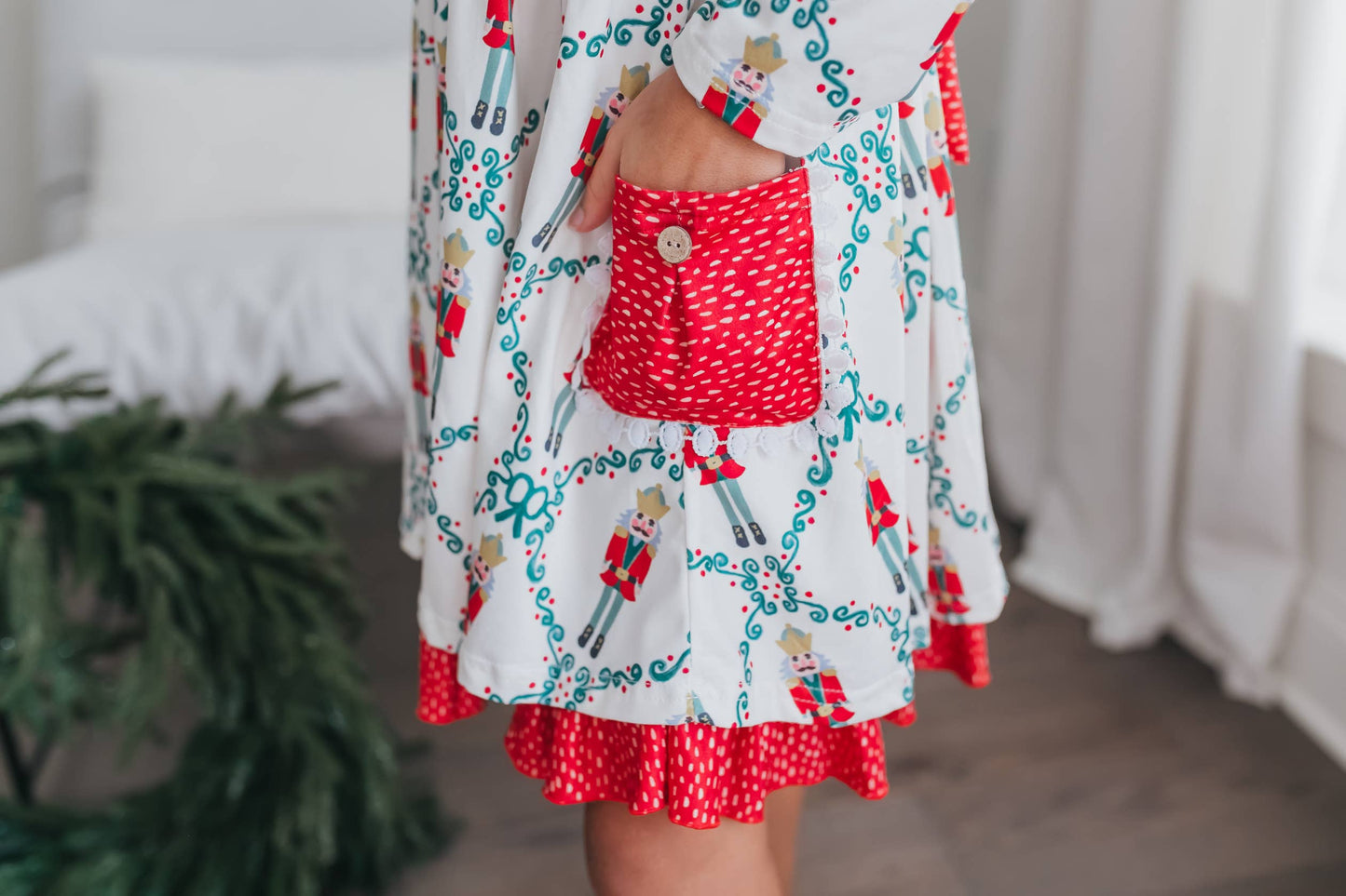 Holiday Nutcracker Tie Ruffle Dress