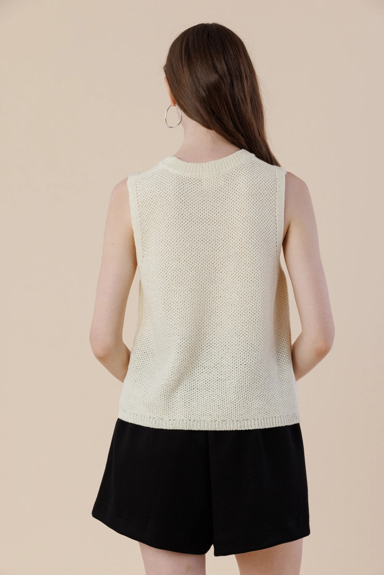 Bow Embroidered Sweater Tank