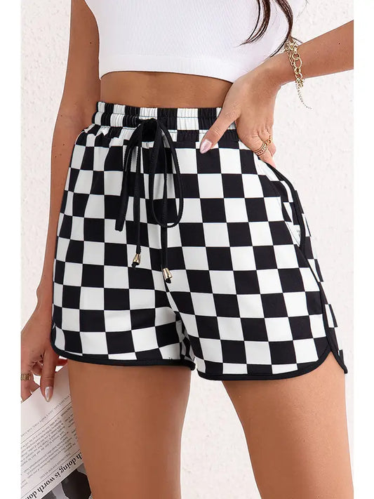 Checkered Drawstring Shorts
