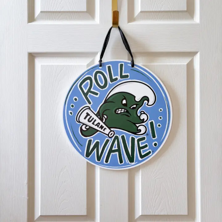 Tulane Roll Wave Door Hanger Green and Blue Decor