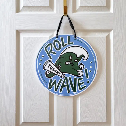 Tulane Roll Wave Door Hanger Green and Blue Decor