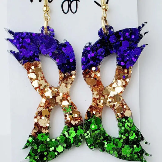 Mardi Gras Glitter Mask Earrings