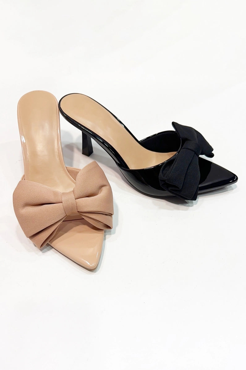 Bow Pointed Mule Heels