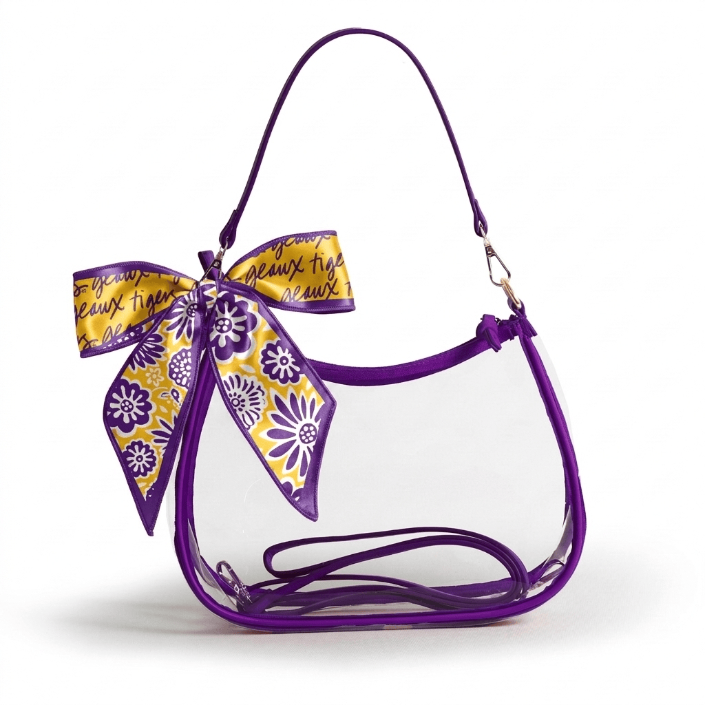 Sara Large Clear Purse with Skinny Scarf – LSU