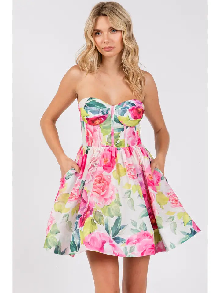 Floral Print Mini Dress - The Season Boutique