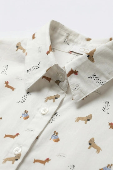 Dog Print Button Shirt - The Season Boutique