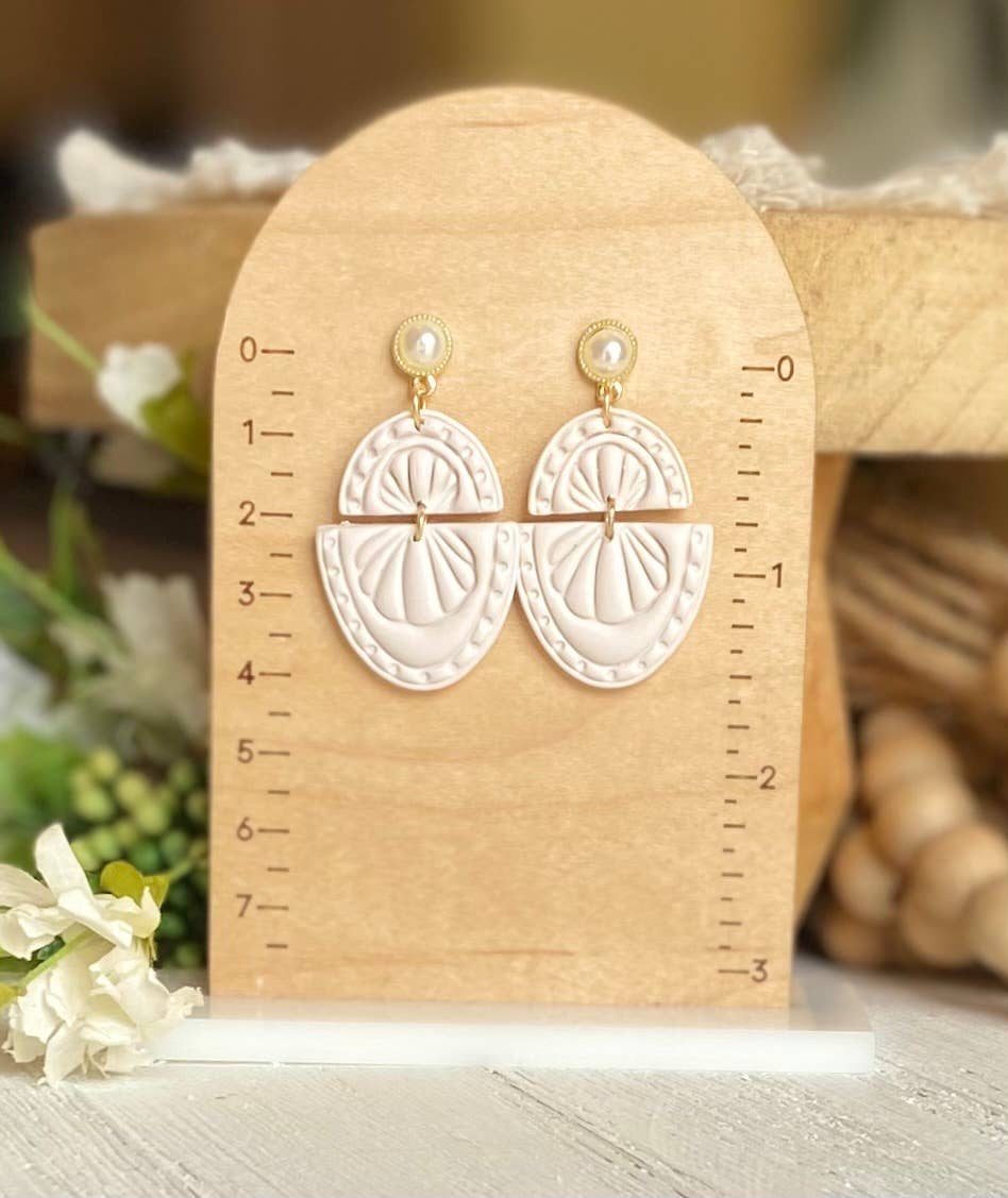Beach Earrings : Shell Dangles with Pearl Post