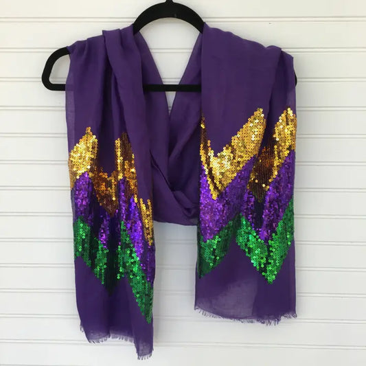 Mardi Gras Chevron Sequin Scarf