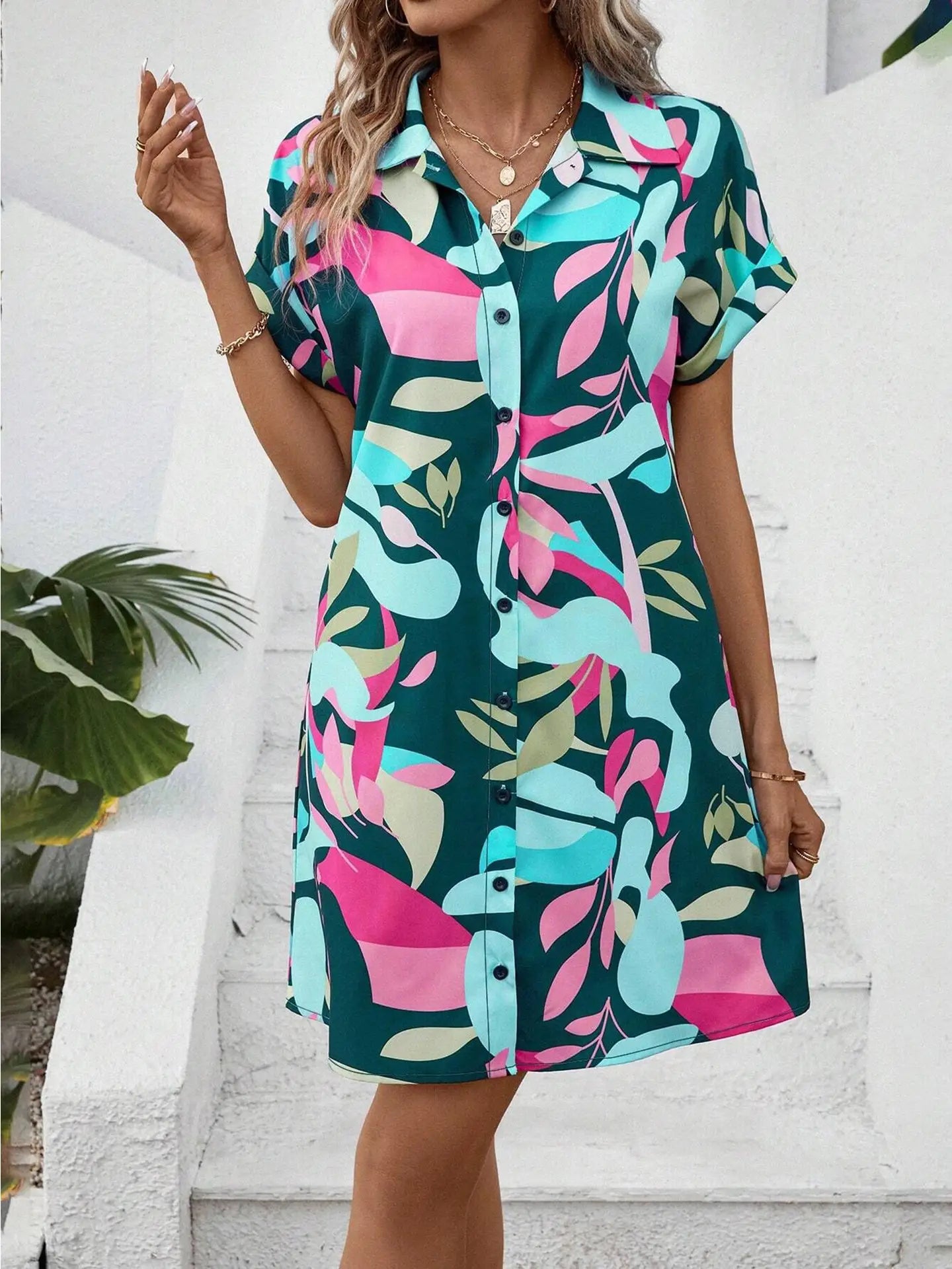 Green Floral Cardigan Dress - The Season Boutique