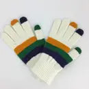 Mardi Gras Striped Touch Screen Gloves White