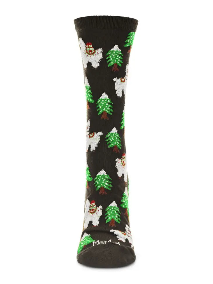 MeMoi Llama Trees Crew Sock