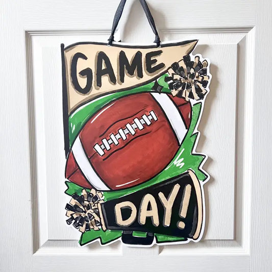 Game Day Black & Gold Door Hanger